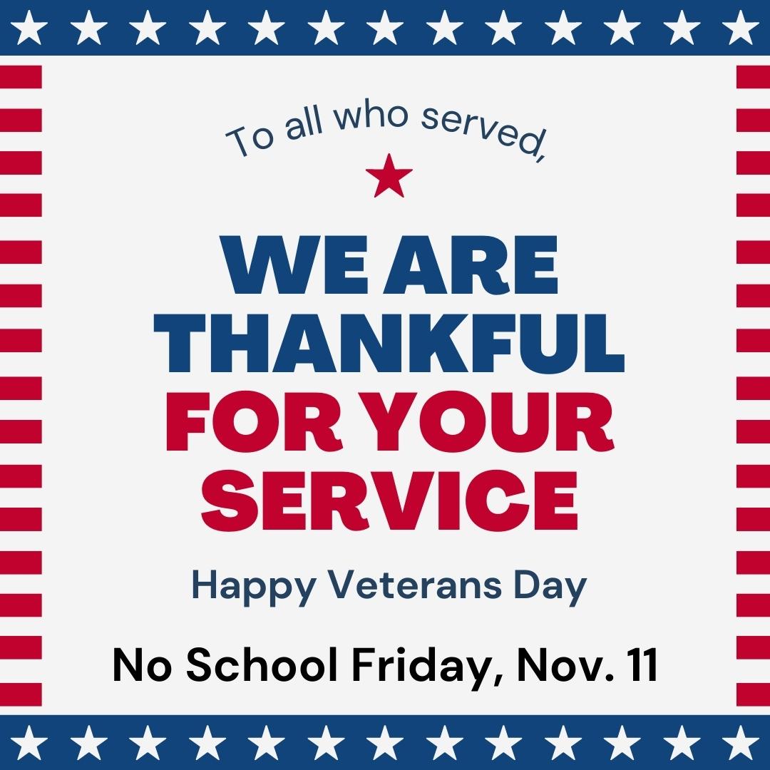Reminder No School Veterans Day Nov. 11 Hudson City School District